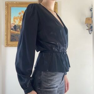 Reformation Black V-Neck Blouse